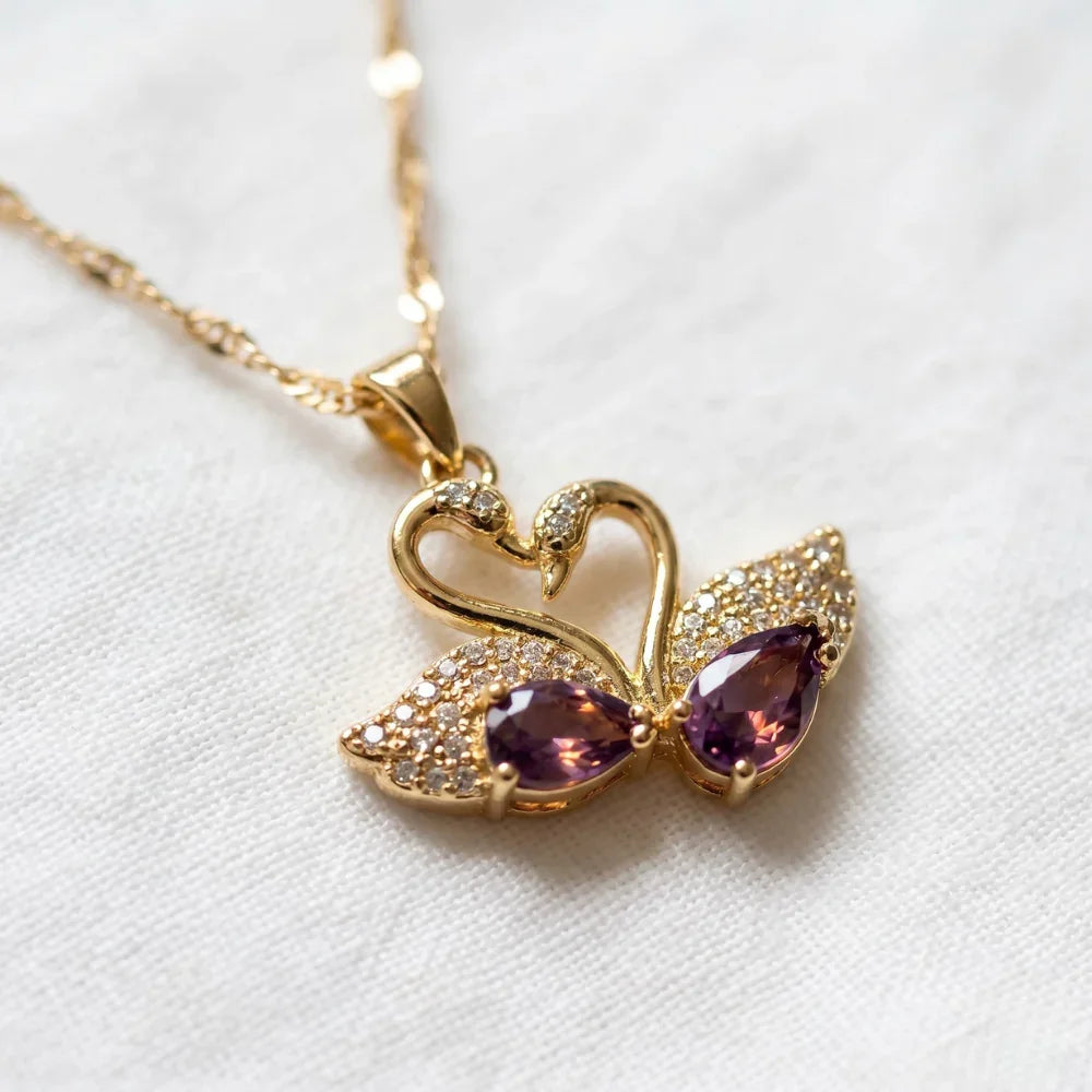 Gold Plated Swan Pendant Necklace for Women | Elegant Crystal Swan Charm Necklace | Adjustable Chain Fashion Jewelry | Gift for Girls, Wife, Birthday & Anniversary
