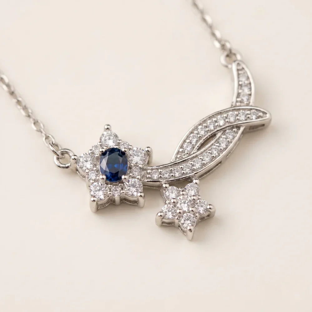Silver Plated Star Pendant Necklace Set with Earrings for Women | Crystal Star Charm Necklace | Elegant Designer Jewelry Set for Girls | Party Wear & Gift Set