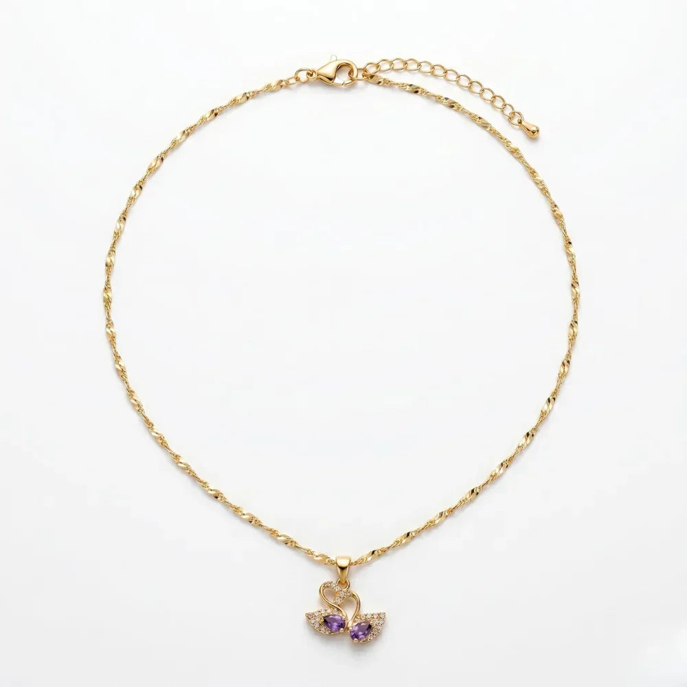 Gold Plated Swan Pendant Necklace for Women | Elegant Crystal Swan Charm Necklace | Adjustable Chain Fashion Jewelry | Gift for Girls, Wife, Birthday & Anniversary
