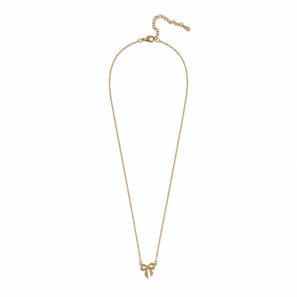 Minimal Gold Bow Pendant Necklace for Women | Elegant Bow Chain Necklace | Cute Everyday Fashion Jewelry