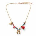 Colorful Beaded Heart & Cherry Charm Necklace for Women | Cute Gold Chain Statement Necklace | Trendy Aesthetic Jewelry