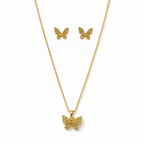 Luxury Butterfly Pendant Necklace & Earrings Set for Women | Gold Butterfly Jewelry Set | Elegant Fashion Accessories