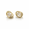 Luxury Crystal Stud Earrings for Women | Gold Plated Geometric Earrings | Elegant Party Wear Jewelry