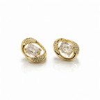 Luxury Crystal Stud Earrings for Women | Gold Plated Geometric Earrings | Elegant Party Wear Jewelry